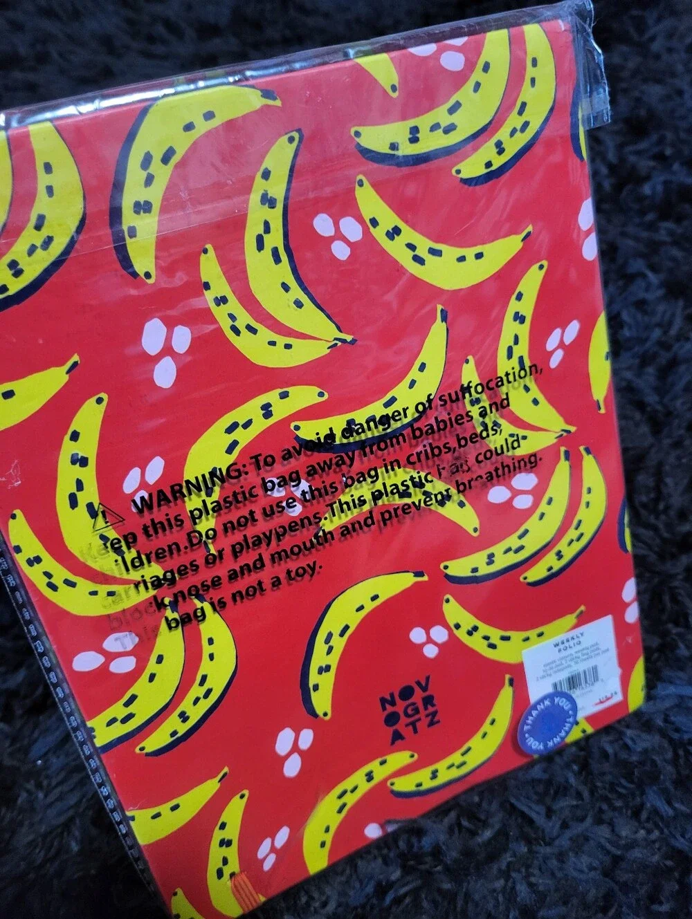 Novogratz Banana Print Weekly Folio - Red & Yellow - Picture 3 of 3